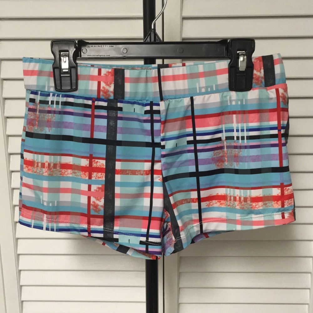 Red, White, Blue and Purple, Striped, Tiny Shorts (S)
